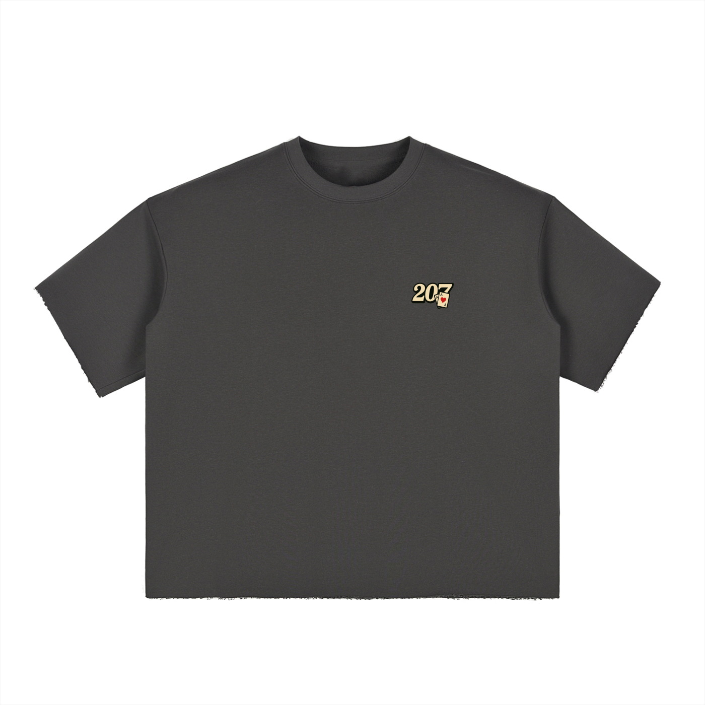LUCKY 7'S - Boxy Half-Sleeve Raw-Edge T-Shirt