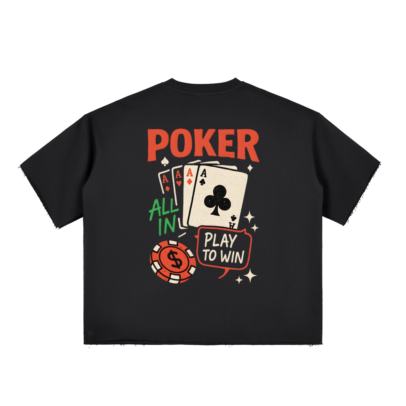 LUCKY 7'S - Boxy Half-Sleeve Raw-Edge T-Shirt