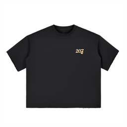 LUCKY 7'S - Boxy Half-Sleeve Raw-Edge T-Shirt