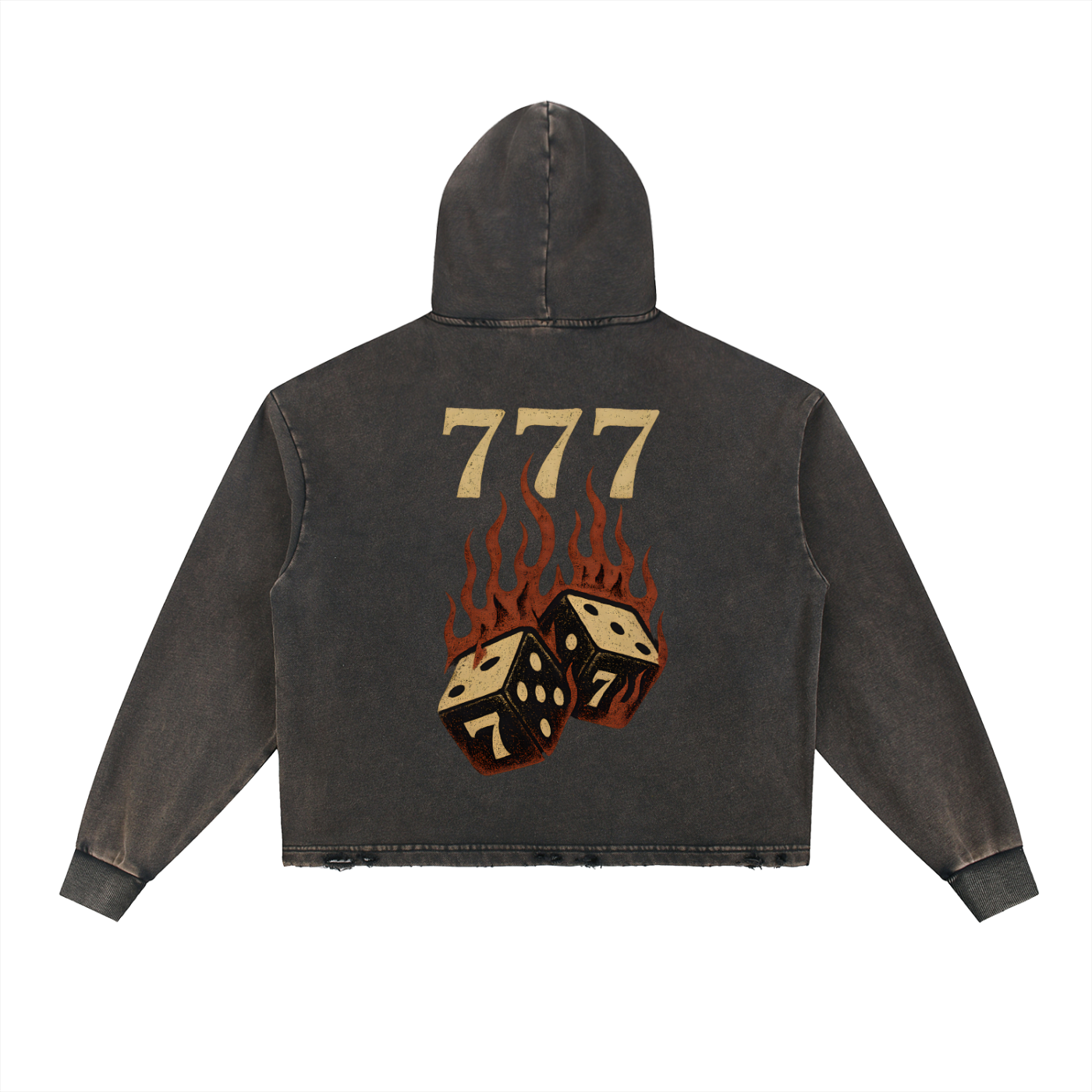 LUCKY 7'S - Vintage Washed Frayed-Hem Hoodie