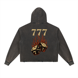LUCKY 7'S - Vintage Washed Frayed-Hem Hoodie