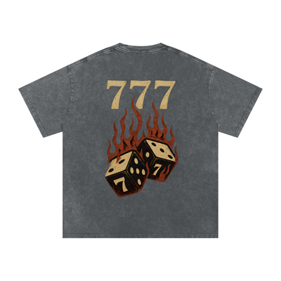 LUCKY 7'S - Snow Washed Oversized Cotton T-Shirt