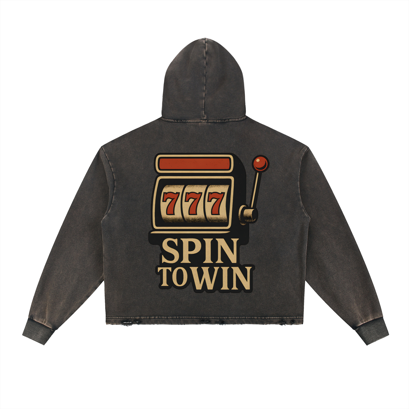 LUCKY 7'S - Vintage Washed Frayed-Hem Hoodie