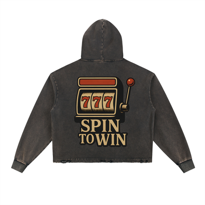 LUCKY 7'S - Vintage Washed Frayed-Hem Hoodie