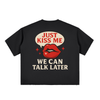 KISS ME - Boxy Half-Sleeve Raw-Edge T-Shirt