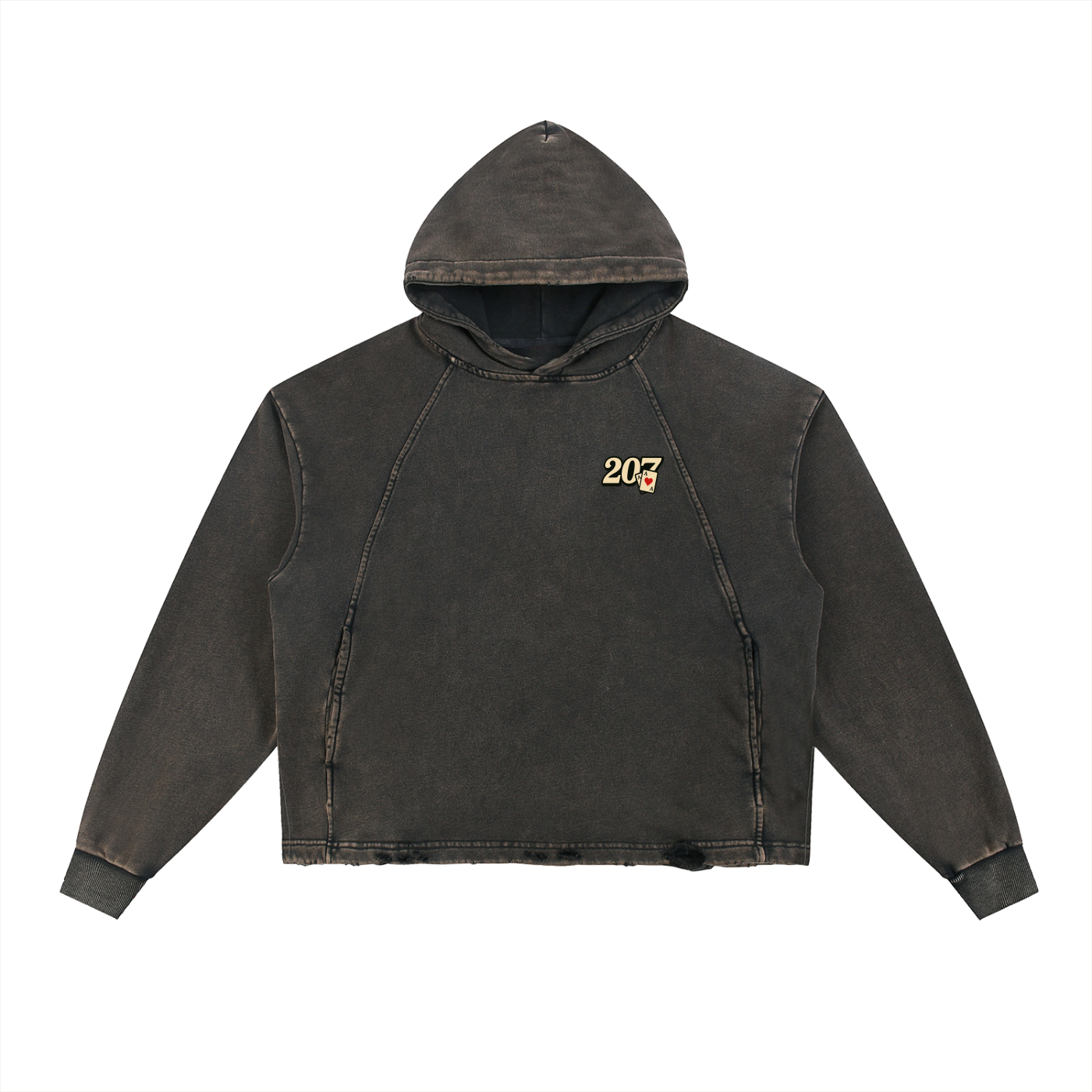 LUCKY 7'S - Vintage Washed Frayed-Hem Hoodie