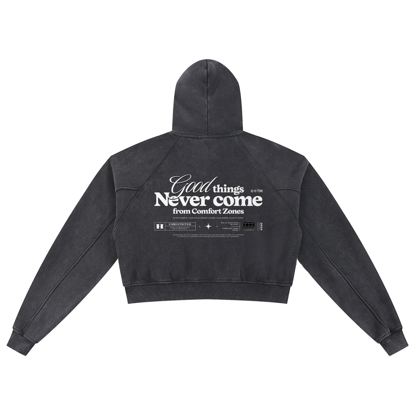 GOOD THINGS - Snow Washed Cropped Hoodie